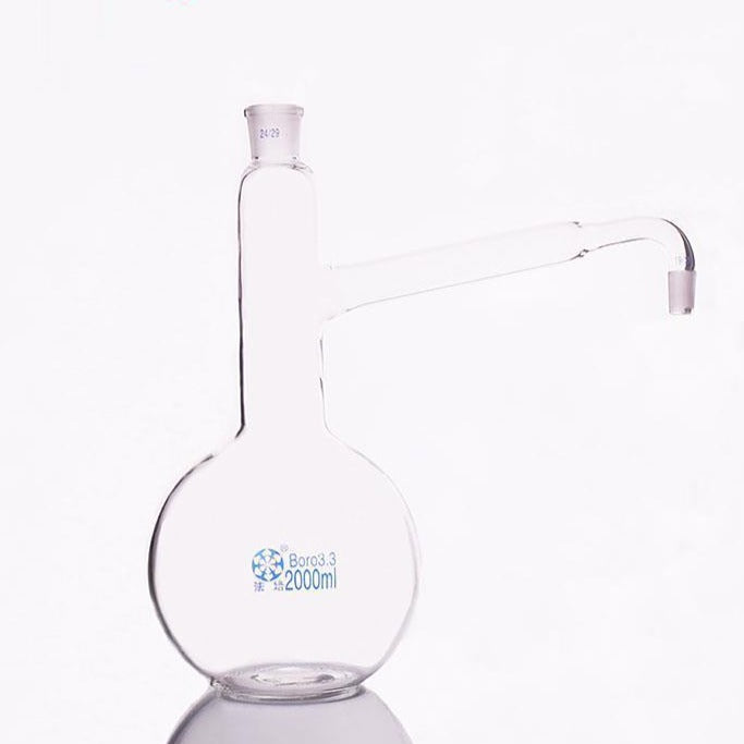 Flat bottom distilling flask with side tube and joint, 250 to 3.000 ml ...