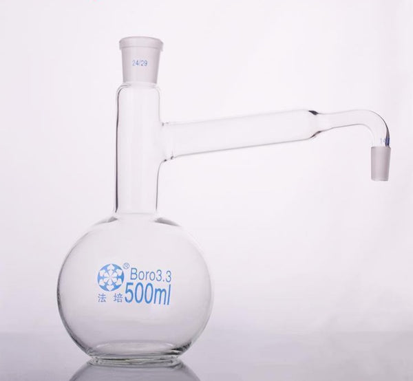 Matraz de destilación de fondo plano con tubo lateral y junta, de 250 a 3.000 ml Laborxing