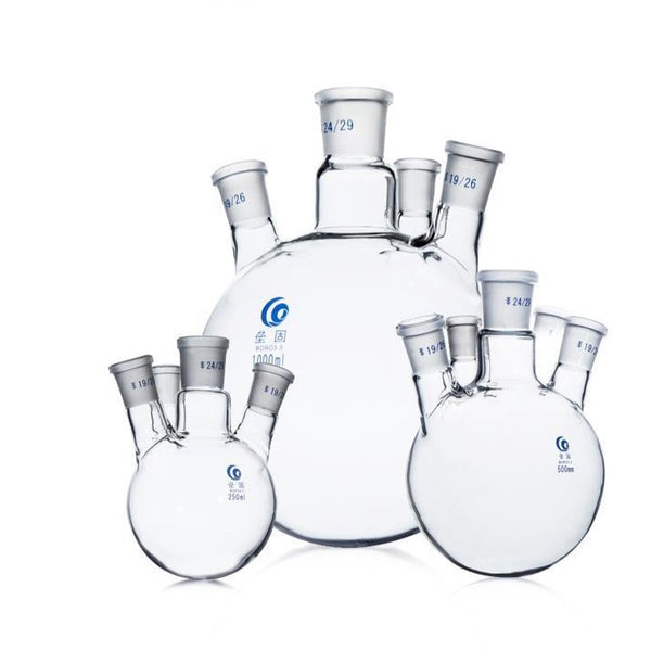 Four-necked round-bottom flask, bevelled side necks,  250 ml to 20.000 ml Laborxing