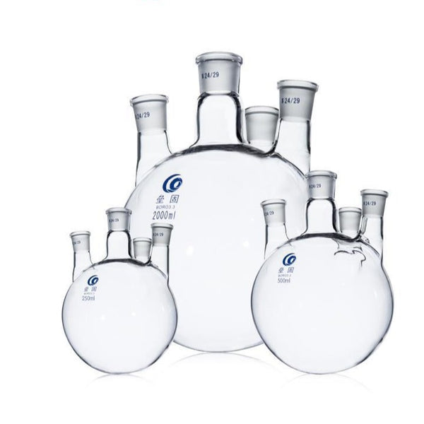 Four-necked round-bottom flask, parallel side necks,  250 ml to 20.000 ml Laborxing