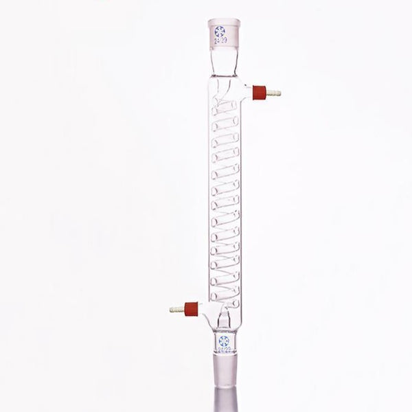 Graham condenser with joint and unscrewable plastic connectors, length 200 mm to 400 mm. Laborxing