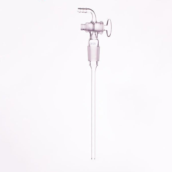 Tubo de entrada con junta y llave de paso de vidrio, longitud 200 mm Laborxing