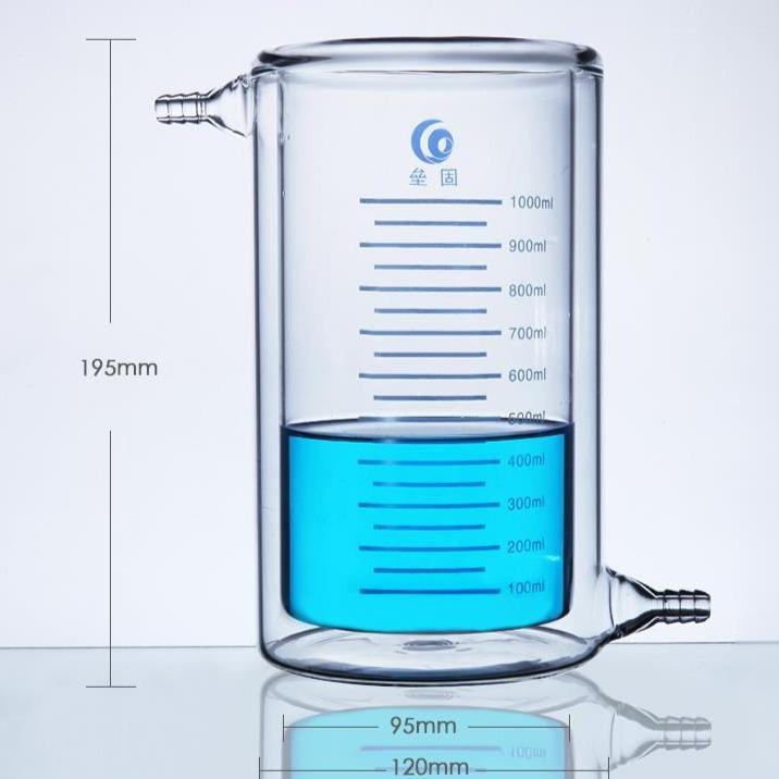 Electrochemical cell with water jacket, graduated, capacity 50 ml to 5000 ml