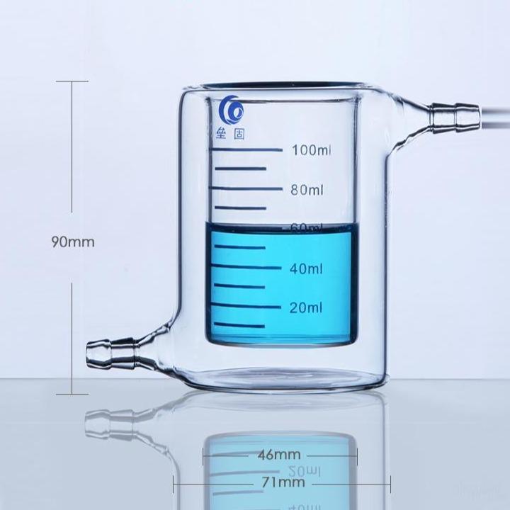 Electrochemical cell with water jacket, graduated, capacity 50 ml to 5000 ml