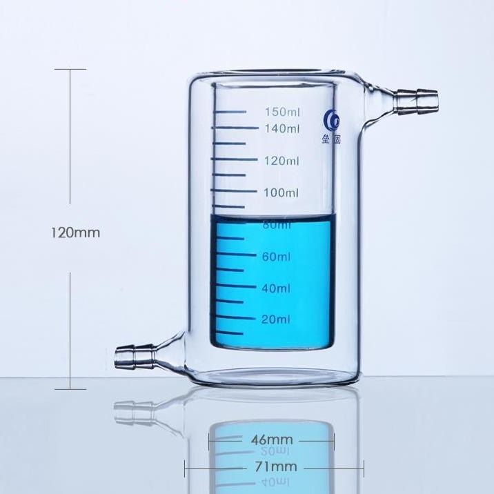 Electrochemical cell with water jacket, graduated, capacity 50 ml to 5000 ml