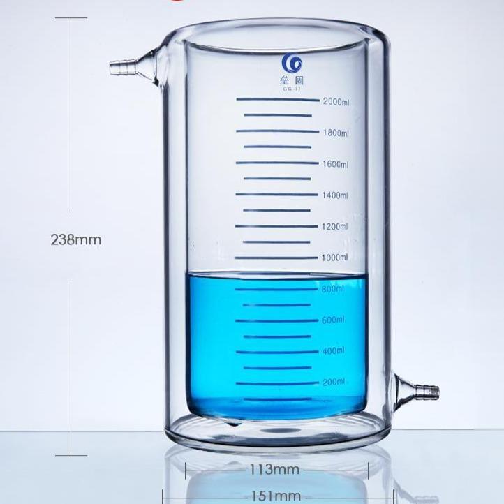 Electrochemical cell with water jacket, graduated, capacity 50 ml to 5000 ml