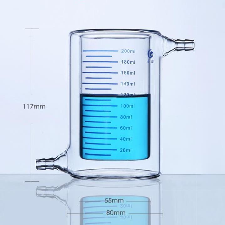 Electrochemical cell with water jacket, graduated, capacity 50 ml to 5000 ml