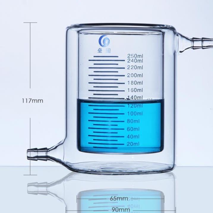 Electrochemical cell with water jacket, graduated, capacity 50 ml to 5000 ml