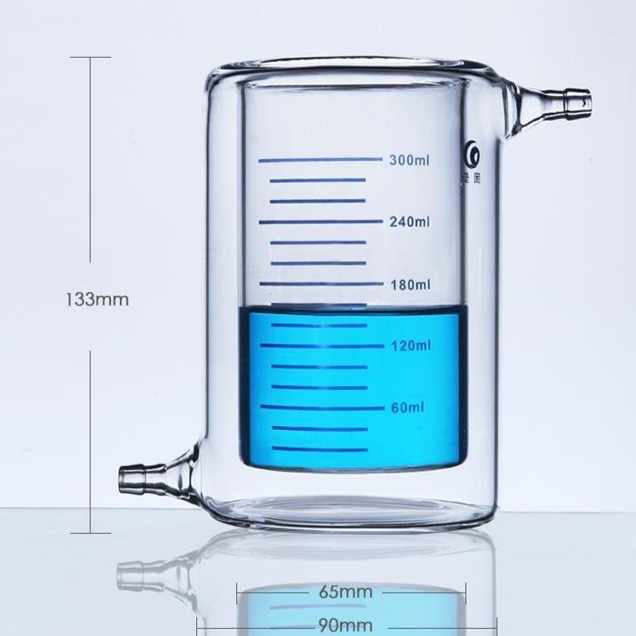 Electrochemical cell with water jacket, graduated, capacity 50 ml to 5000 ml