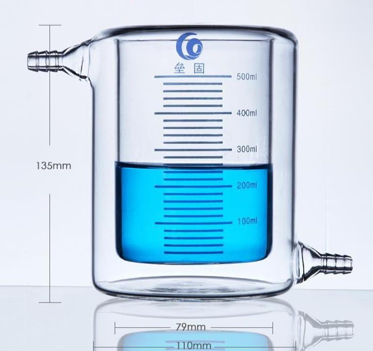 Electrochemical cell with water jacket, graduated, capacity 50 ml to 5000 ml