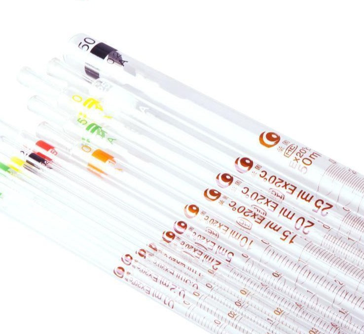 Measuring pipettes, capacity 0.1 to 50 ml, graduation 0.1 ml