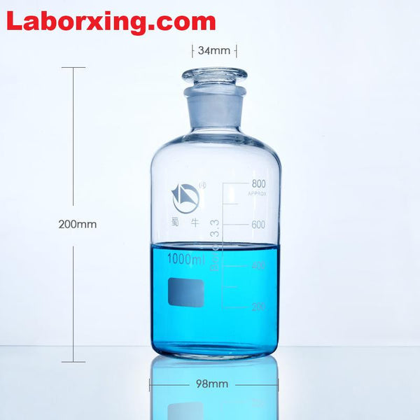 Frasco de boca estrecha, vidrio transparente, graduado, de 60 ml a 20.000 ml Laborxing