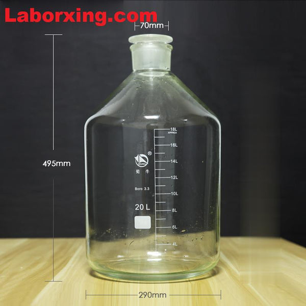 Frasco de boca estrecha, vidrio transparente, graduado, de 60 ml a 20.000 ml Laborxing