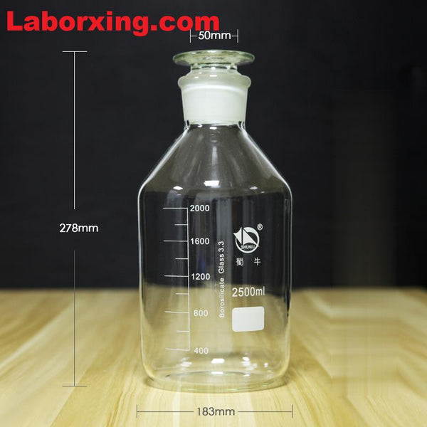 Frasco de boca estrecha, vidrio transparente, graduado, de 60 ml a 20.000 ml Laborxing