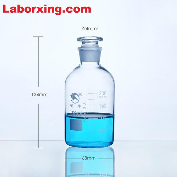 Frasco de boca estrecha, vidrio transparente, graduado, de 60 ml a 20.000 ml Laborxing