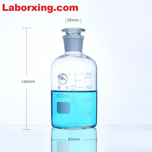 Frasco de boca estrecha, vidrio transparente, graduado, de 60 ml a 20.000 ml Laborxing