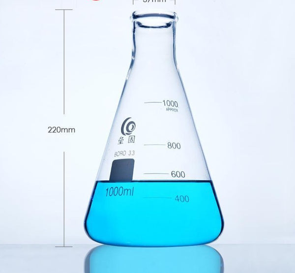 Matraz Erlenmeyer de cuello estrecho, resistente, vidrio transparente, de 25 ml a 5.000 ml Laborxing