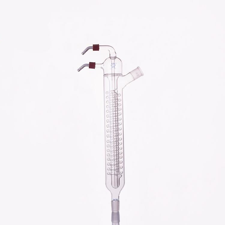 Friedrichs condenser with joints and removable hose connectors, length 200 mm to 300 mm.