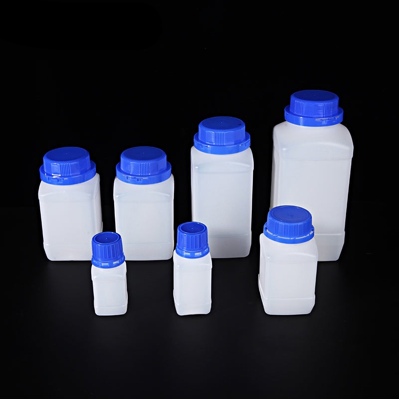 Screw top square bottles, Plastic PE, capacity 60 ml to 1.000 ml