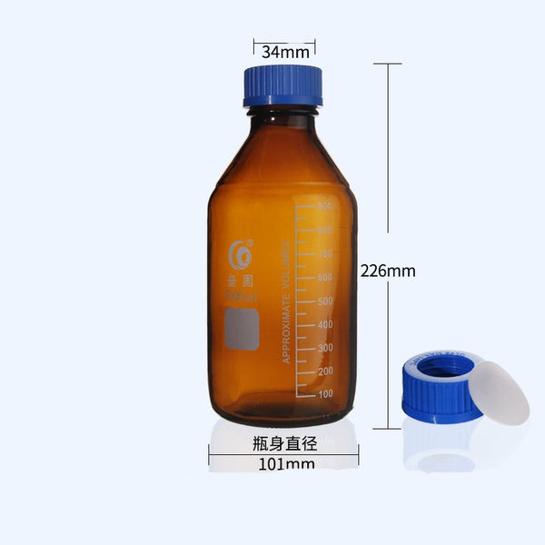 GL45 Screw top bottle, screw cap with hole and septum, brown glass, 100 ml to 1000 ml Laborxing