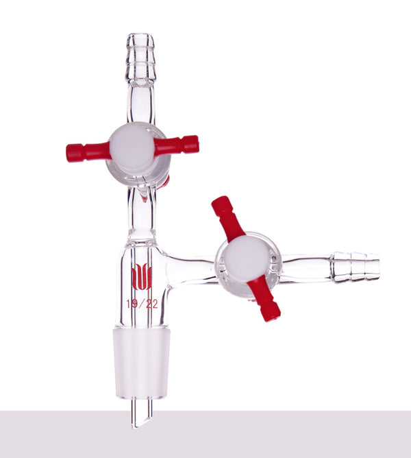 Connecting adapter with 2 PTFE stopcock and joint Laborxing