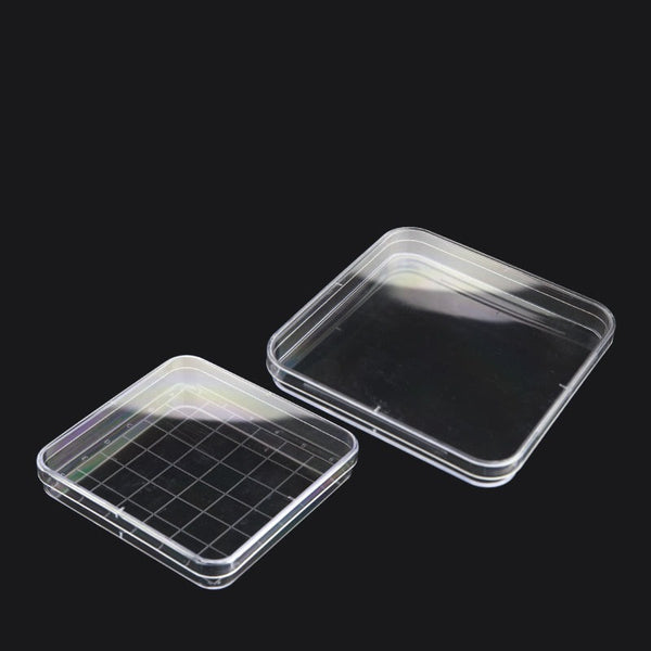 Placa de Petri quadrada, plástico PS, com grade, 10 unidades/embalagem Laborxing