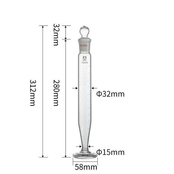 Crow receiver, Measuring cylinder acc. to Groh, capacity 100 ml Laborxing