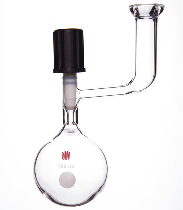 Matraz Schlenk con válvula de alto vacío y cuello con junta tórica, capacidad de 10 a 250 ml Laborxing