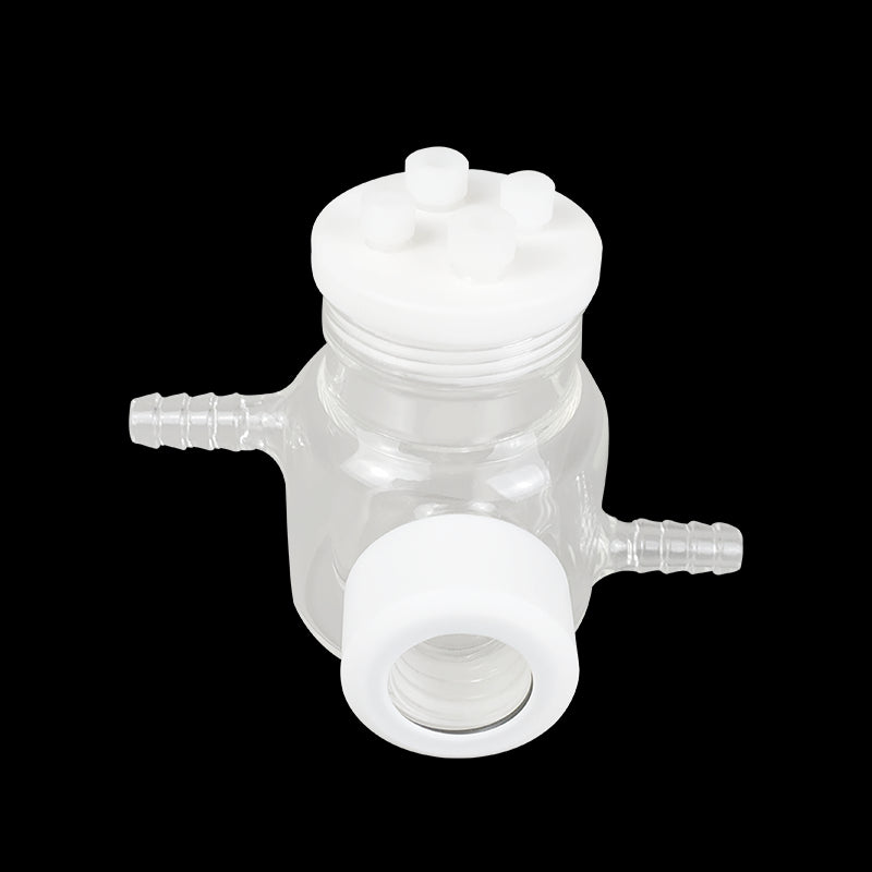 Sealed photoelectrochemical cell with water jacket, capacity 50 to 500 ml