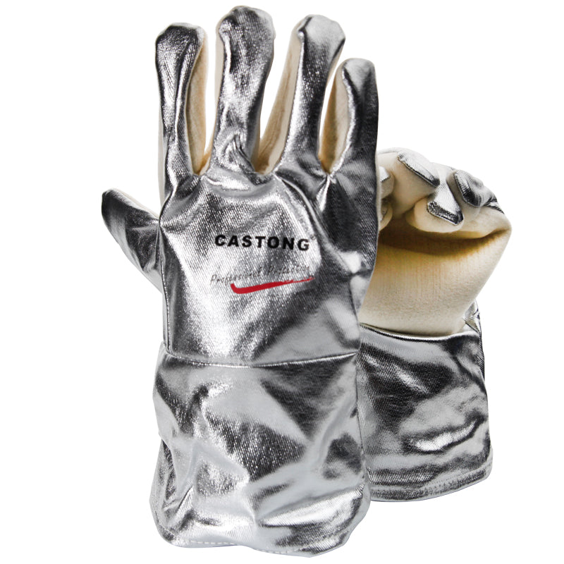 Heat-resistant gloves, aluminium-coated
