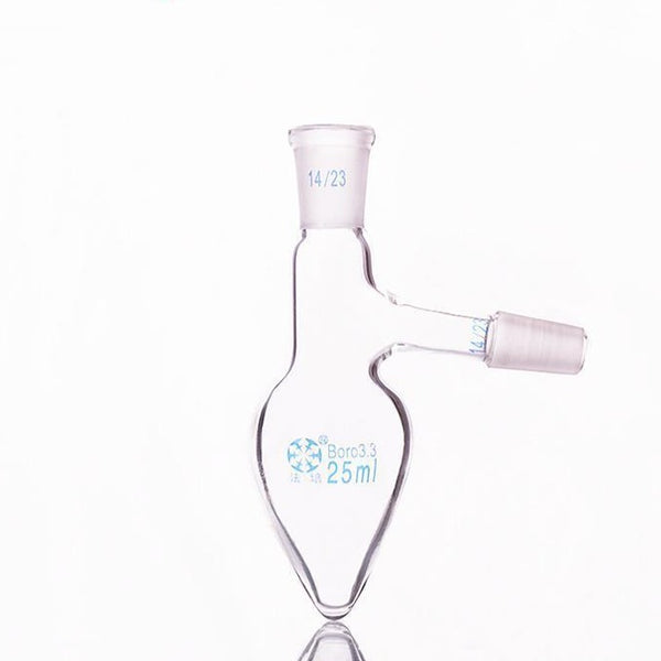 Pear-shaped flask with side tube and joint,  25 to 500 ml Laborxing