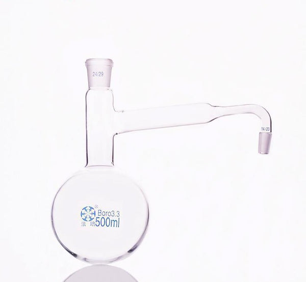 Round bottom distilling flask with side tube and joint,  250 to 3.000 ml Laborxing