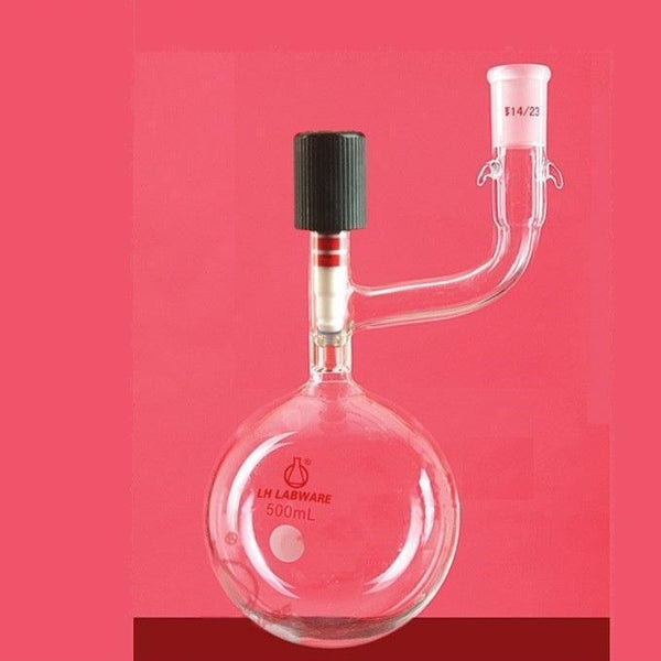 Matraz Schlenk con válvula de alto vacío y cuello lateral, capacidad de 50 a 1.000 ml Laborxing