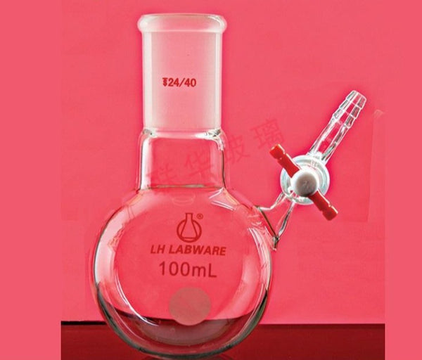 Schlenk round flask with joint and stopcock on side, capacity 50 to 1.000 ml Laborxing