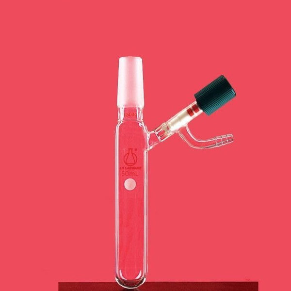 Tubo Schlenk con cono de unión y válvula de alto vacío lateral, capacidad de 25 a 250 ml Laborxing