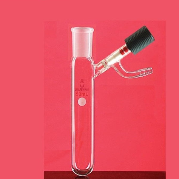 Tubo Schlenk con casquillo y válvula de alto vacío lateral, capacidad de 25 a 250 ml Laborxing
