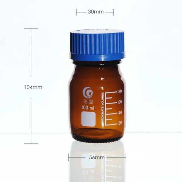 Screw top bottle, brown glass, graduated, 25 ml to 1.000 ml Laborxing