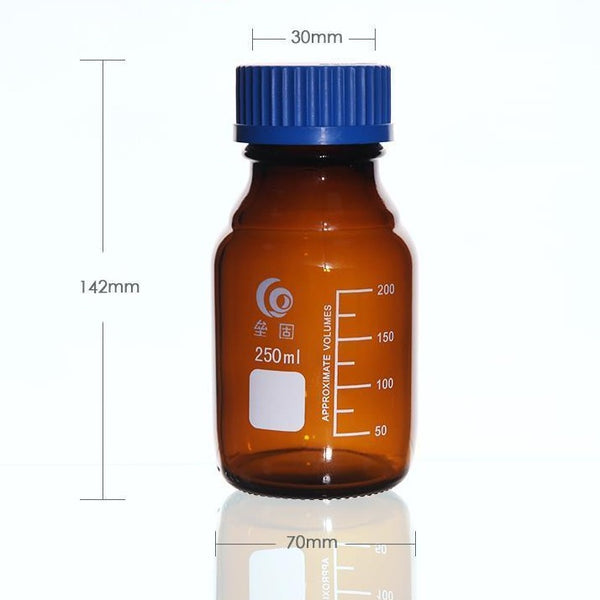 Screw top bottle, brown glass, graduated, 25 ml to 1.000 ml Laborxing