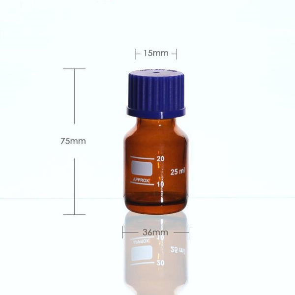 스크류 탑 병, 갈색 유리, 눈금이 매겨진, 25 ml ~ 1.000 ml Laborxing