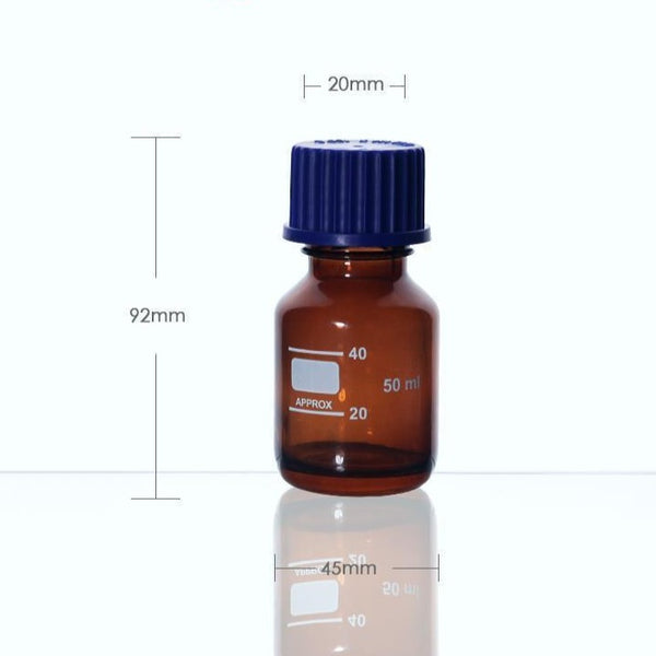 Screw top bottle, brown glass, graduated, 25 ml to 1.000 ml Laborxing