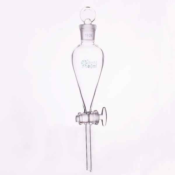 Imbuto separatore sec. a Squibb con rubinetto in vetro e tappo, capacità da 60 ml a 1.000 ml. Laborxing