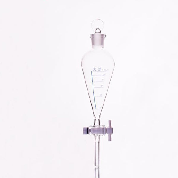 Ampoule à décanter selon. à Squibb avec robinet en PTFE et bouchon en verre, gradué, capacité 125 ml à 1.000 ml. Travail