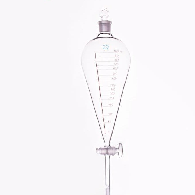 Separating funnel acc. to Squibb with glass stopcock and stopper, grad ...
