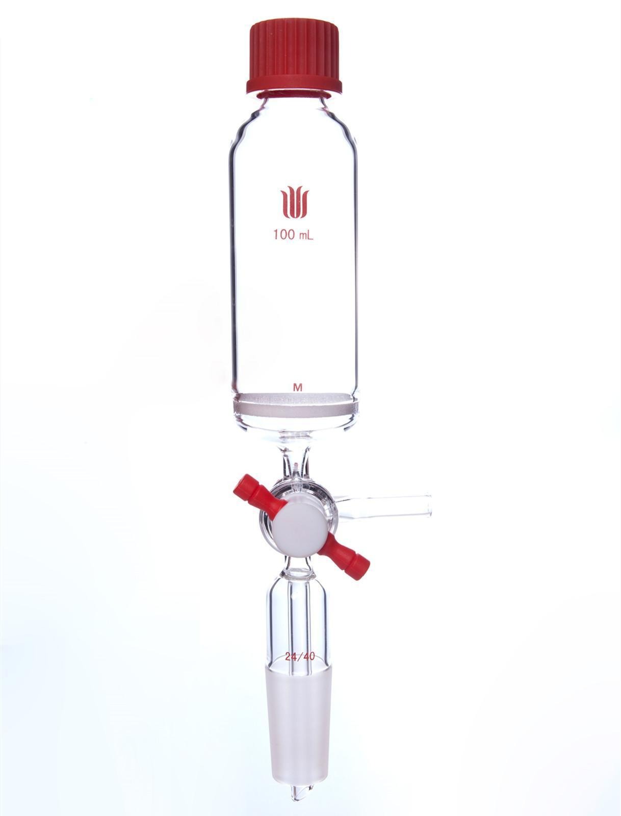 Solid-phase peptide synthesis vessel with joint and T-bore PTFE stopco ...