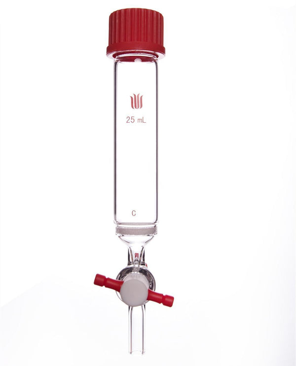 Recipiente de síntesis de péptidos en fase sólida con llave de paso de PTFE, capacidad de 10 a 250 ml Laborxing