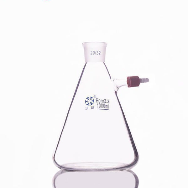 Suction bottle in erlenmeyer shape with unscrewable plastic connector, capacity 100 to 10.000 ml Laborxing