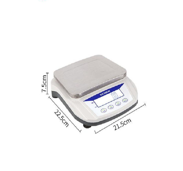 Tischwaage mit Wägeplatte aus Edelstahl, Bereich 200 bis 5.000 g, Ablesbarkeit 0.1 g Laborxing