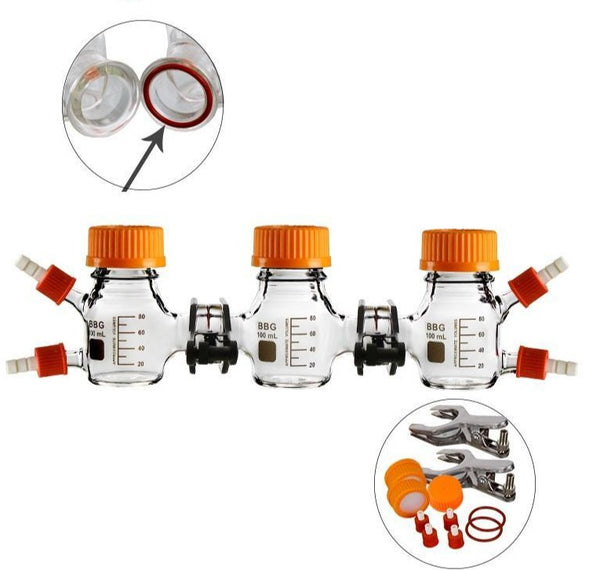 Triple chamber membrane reactor for microbial fuel cell (MFC), capacity 100 to 1.000 ml Laborxing