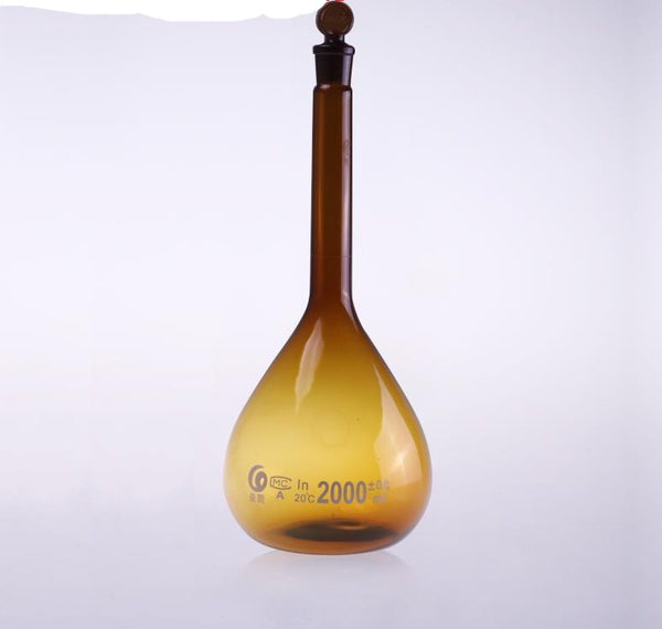 Volumetric flask, Class A, brown glass, 5 ml to 2.000 ml Laborxing