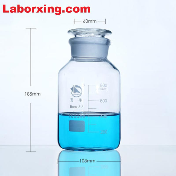 Flacon col large, verre transparent, gradué, 60 ml à 20.000 ml Laborxing